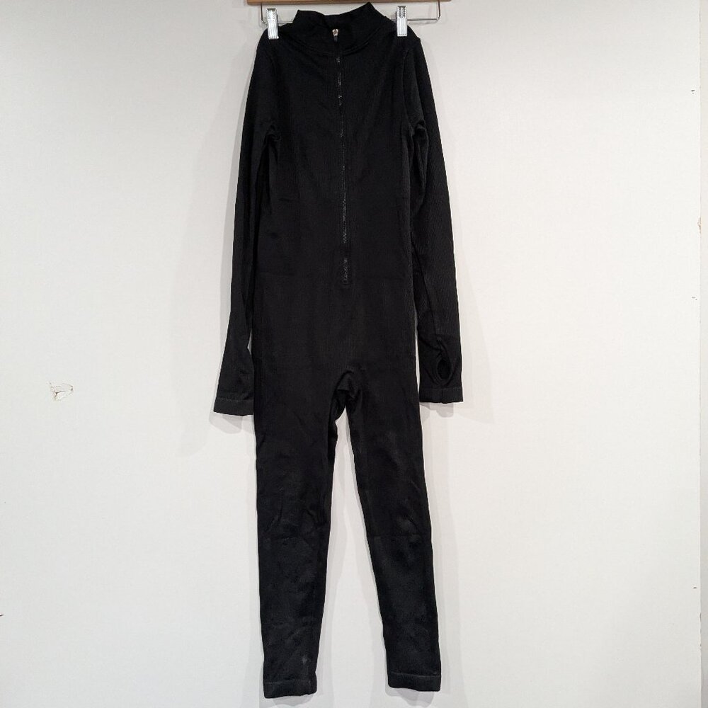 Unbranded Long Sleeve One-PIece Jumpsuit Zip Up Shapewear Black Size Small